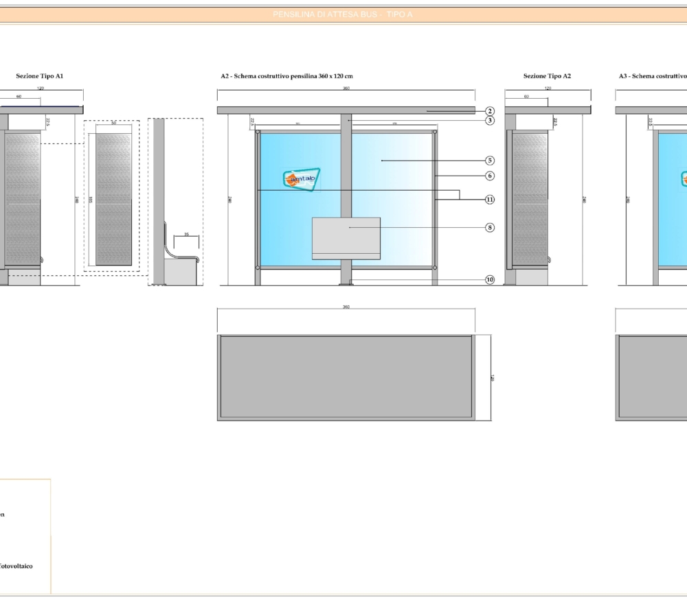 02.E.01 – Pensilina di attesa bus – Tipo A